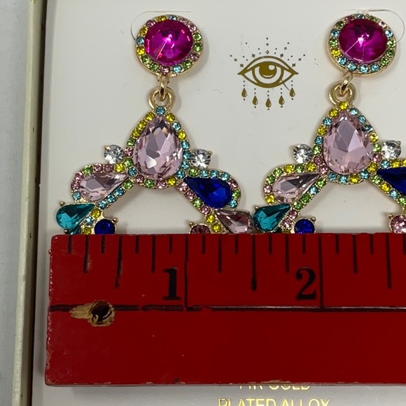 NIB Eye Candy Los Angeles luxe collection sparkly multicolored dangle earrings - Picture 4 of 6
